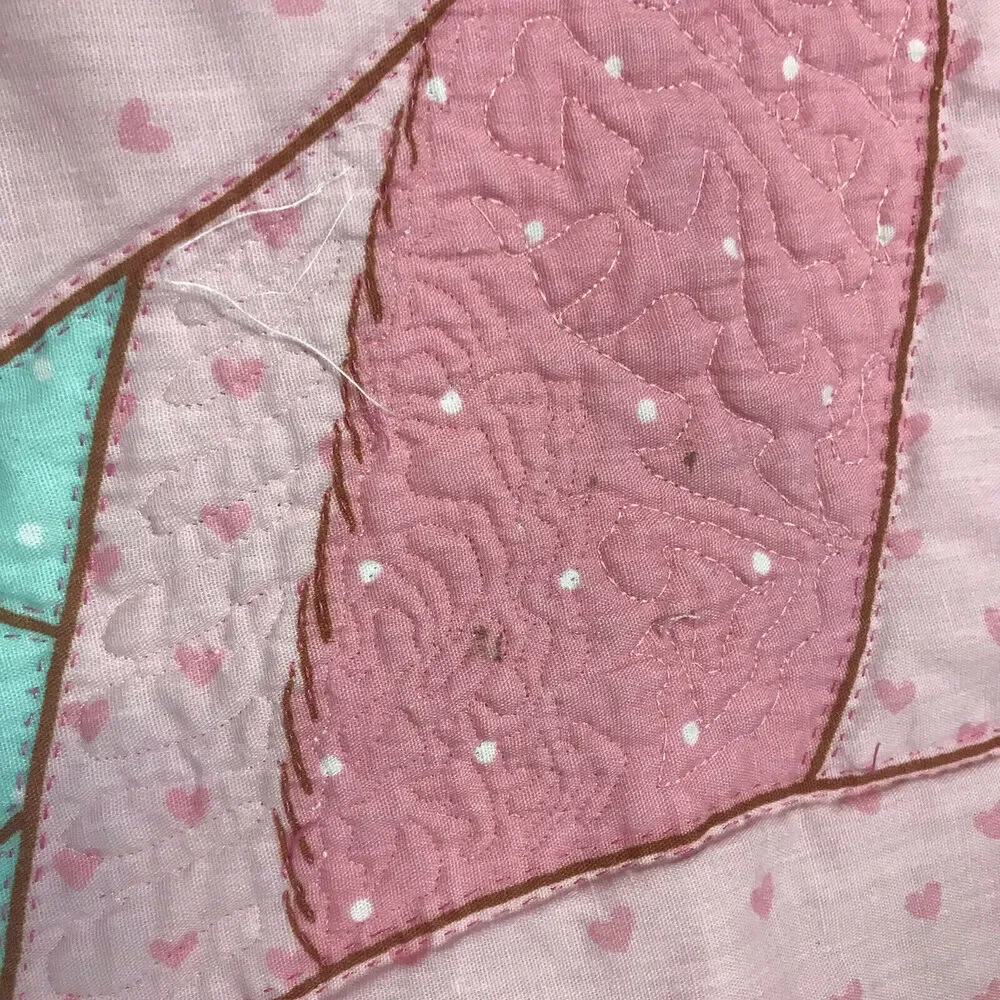 Vintage handmade pink bunny rabbit quilt baby blanket homemade Spring Mills